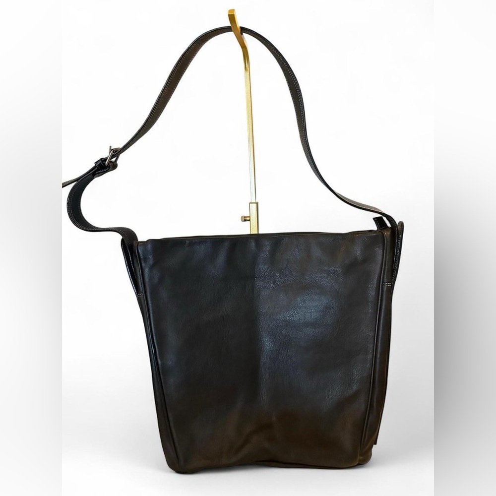 Lancel Paris Large Soft Pebbled Leather Hobo Shoulder Bag Black Single Strap Bag